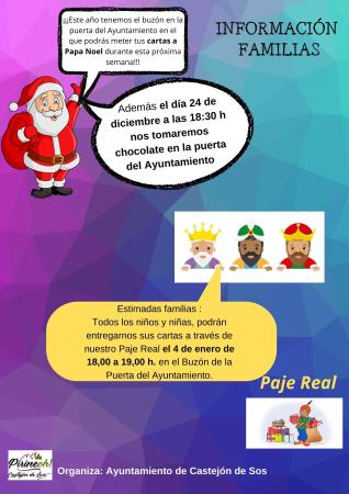 Cartel familias Papa Noel y Reyes 21-22