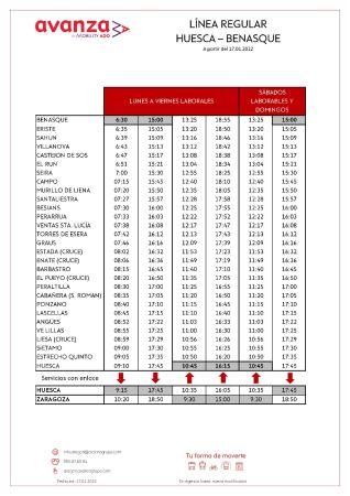 Imagen Horarios autobus línea regular Huesca-Benasque