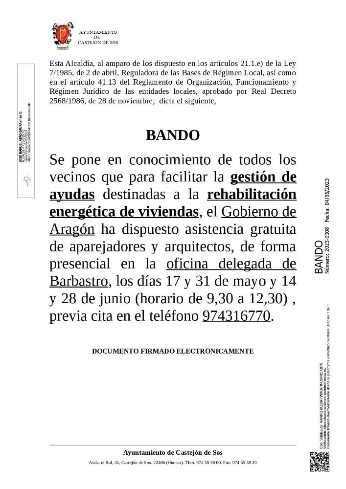 Imagen [Bando - Información sobre gestión ayudas rehabilitación energética viviendas (Gobierno Aragón - Oficina de Barbastro)]
