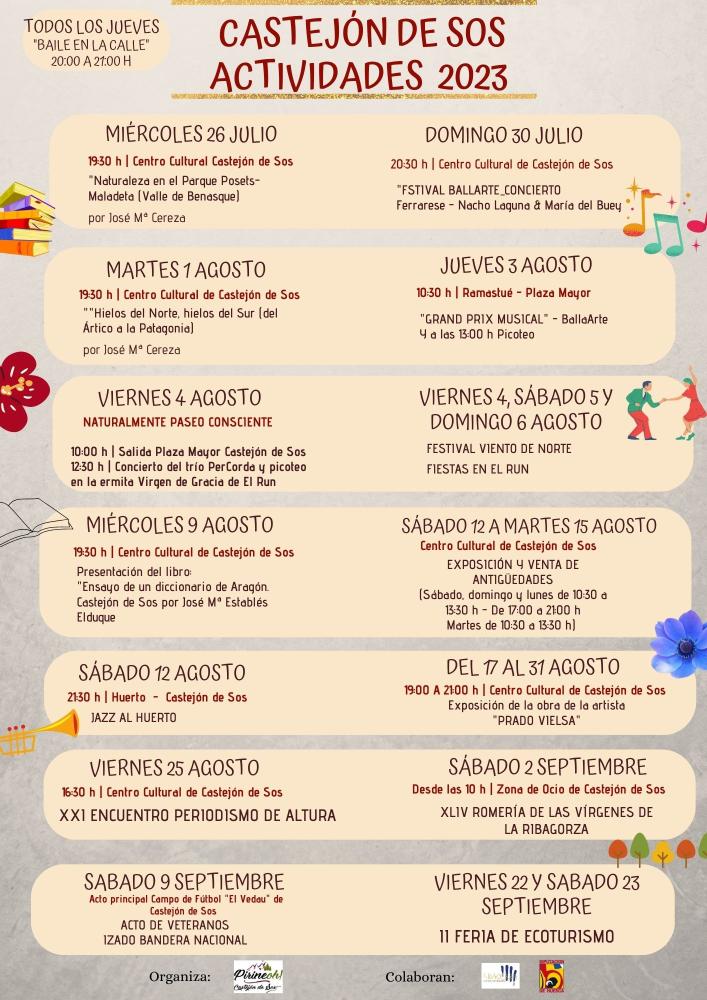 Imagen Castejón de Sos nos informa del calendario de actividades durante el verano para todas las edades