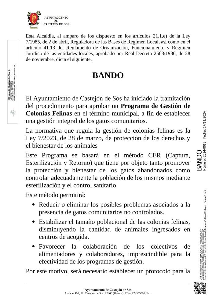 Imagen Bando_BANDO 2024-0018 [Bando Solicitud voluntarios Colonias Felinas]