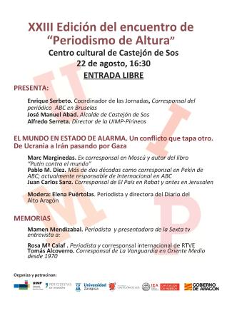Imagen XXIII ENCUENTRO DE PERIODISMO DE ALTURA- Viernes 22 agosto a las 16,30 h