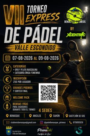 Imagen VII Torneo Express de Pádel Valle Escondido-Del 7 al 9 agosto 2026