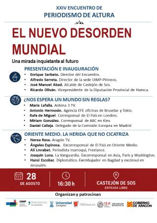 Imagen XXIV Encuentro de Periodismo de Altura 2026 - Viernes 28 de agosto 16,30 h